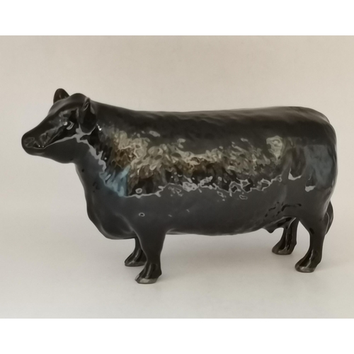 88 - A collection of Beswick animal figures, comprising Angus cow and bull, black gloss, gold backstamp a... 