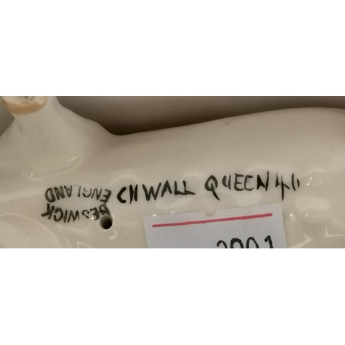 88 - A collection of Beswick animal figures, comprising Angus cow and bull, black gloss, gold backstamp a... 