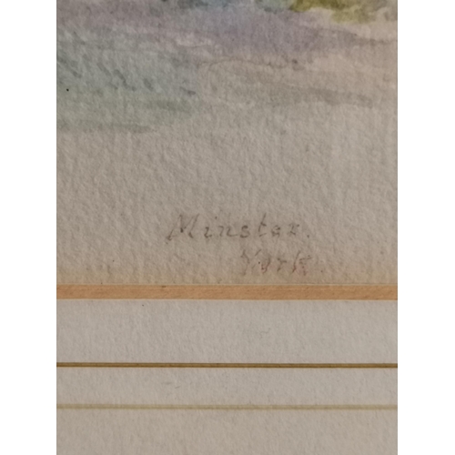 100 - George Fall (British, 1848-1925), 'Minster, York', watercolour, signed and titled, framed. 24.5cm by... 