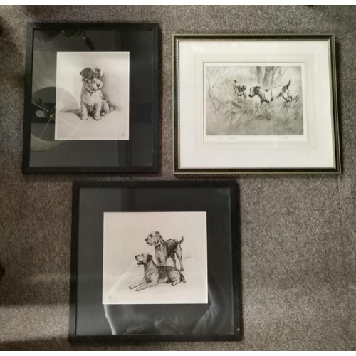 105 - Henry Wilkinson (1921-2011), A pair of Jack Russell terriers, limited edition hand coloured etching,... 