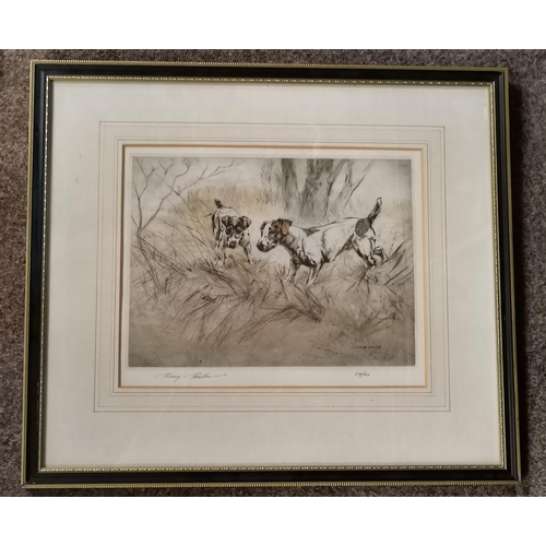 105 - Henry Wilkinson (1921-2011), A pair of Jack Russell terriers, limited edition hand coloured etching,... 