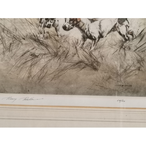 105 - Henry Wilkinson (1921-2011), A pair of Jack Russell terriers, limited edition hand coloured etching,... 