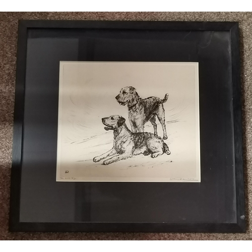 105 - Henry Wilkinson (1921-2011), A pair of Jack Russell terriers, limited edition hand coloured etching,... 