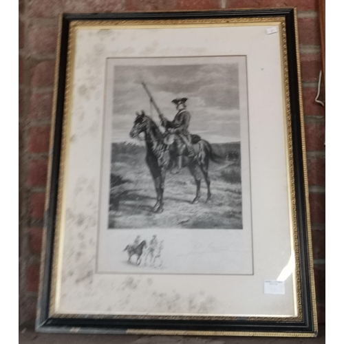 113 - After Jean Louis Ernest Meissonier (French, 1815-1891), French soldier on horseback with rifle raise... 