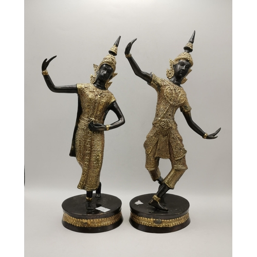 116 - Two pairs of Bronze Teppanom Temple Guard Statues - One Pair Thai Bronze Gilt Teppanom Temple Guard ... 