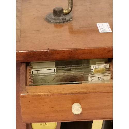 39 - A Victorian Brass Microscope English c 1880, unsigned with two objectives and eyepiece in a French p... 