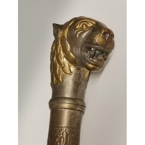 43 - A mixed metal Indian ceremonial sceptre or mace (soonta), the tapering shaft with foliate, herringbo... 