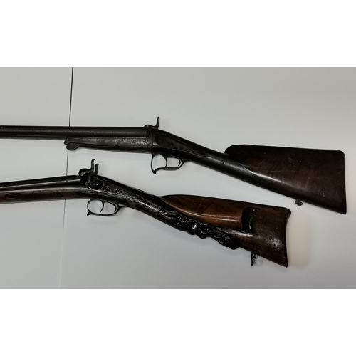 63 - A late 19th Century French pinfire double-barrelled side-by-side under-lever sporting gun, with 30