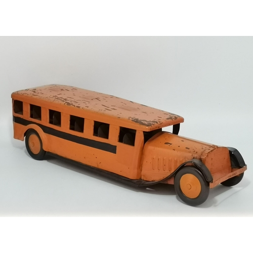 67 - A vintage American pressed steel bus model, c.1930s, by COR-COR Toys - Corcoran Metal Products, Wash... 