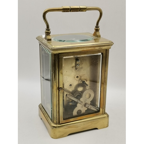73 - A brass carriage clock made by Rappord Est. 1898 plus a Mathew Norman London brass carriage clock