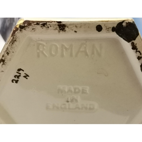 82 - A Pair of cobalt Blue Mantel Vases with hand painted Japanese water scene with Geisha girl marked to... 