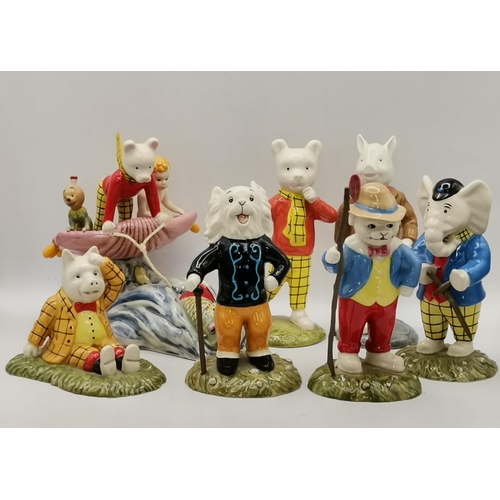 86 - A set of Royal Doulton Rupert figurines including Algy Pug, Podgy lands with a bump, Edward Trunk 'P... 