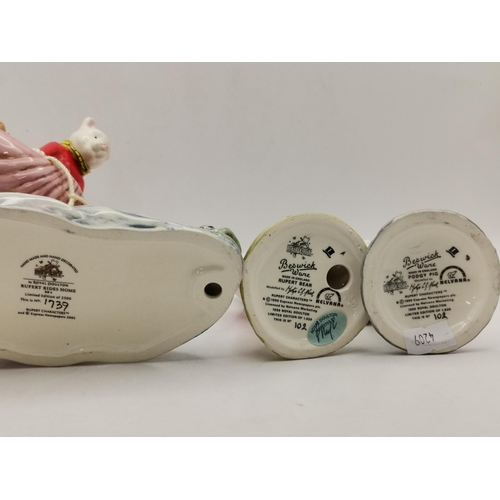 86 - A set of Royal Doulton Rupert figurines including Algy Pug, Podgy lands with a bump, Edward Trunk 'P... 