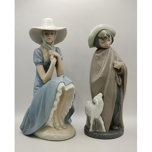 87 - Four Nao figurines 'La Pamela' 0229, 'Daisa girl holding Dove and Shepherd boy, Girl Sleeping with d... 