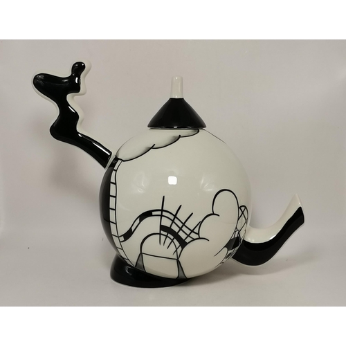 Three Lorna Bailey black and white teapots - including Cauldon Lock