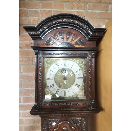 622 - A good quality longcase clock by Abraham Jaques Eamont Bridge near Penrith c 1753. walnut carved cas... 