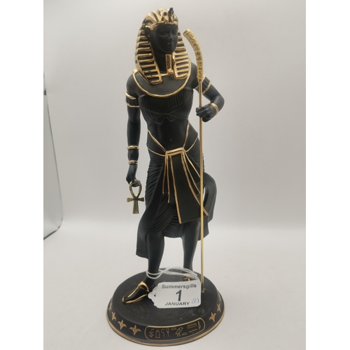 1 - Wedgwood Egyptian 'Legends of the Nile': Tutankhamun 'The Boy-King' figure, black porcelain with gil... 