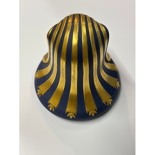 4 - A 'Genius of Wedgwood' Egyptian Revival canopic vase, 1997, Portland blue Jasperware with gilded bas... 