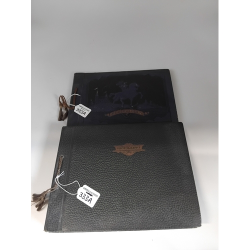 Two 1930s photograph albums (one inscribed 1936-1939), Bahrain, Iraq, Persian Gulf, India, Middle Eastern scenes, military and civilian life and other, partially labelled/annotated, to include various photographs of work on oil fields, tanks, refinery plants and pipe lines; river, seafront and street scenes; figures; aerial pictures; ferry crossing the Tigris, Iraq; native people and their dwellings; 'The Sheik inspecting falcons on ship'; 'Sheik Hamid's camel corps on the road near Manama'; Bahrain Island (Bahrein) and Hell's Island; assorted labelled pictures from Baghdad, Calcutta, Karachi, Shillong, Budge Budge; aeroplane Handley Page H.P.42 G-AAUC Horsa; rail journey through Northern Italy, Switzerland; etc. (2 albums, over 350+ photographs)

Personal albums documented by John William 'Billy' McCarthy, who moved from the shipyards in Wallsend to find work during the 1930s depression. Consigned by his family.