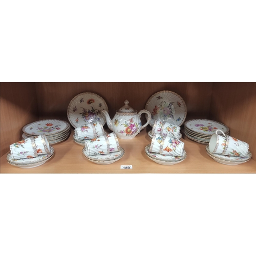 189 - Vintage Dresden Tea set featuring classic Swirled body and ornately decorated with flora bouquets an... 
