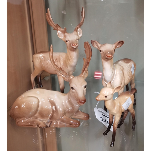210b - Beswick Fellow Deer Family, Two Stags, Doe and Fawn
