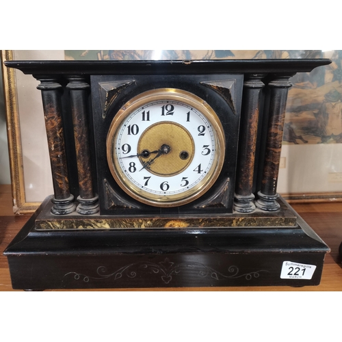 221 - Antique Wooden mantel Clock
