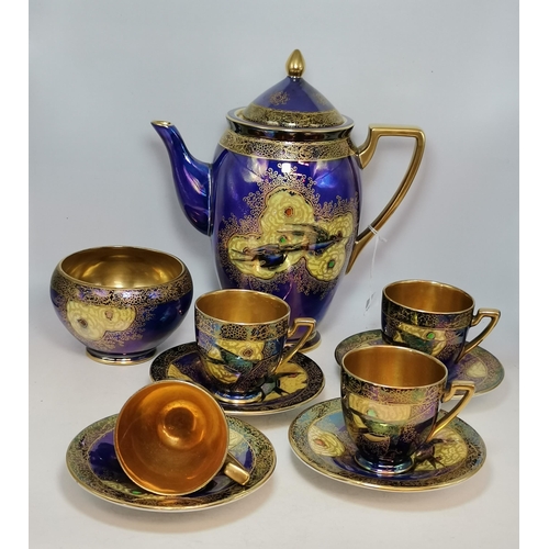 223 - Vintage Carton Ware Coffee set 'Swallow and Cloud' pattern no 3073