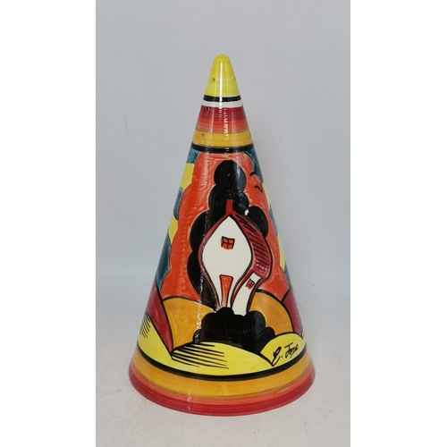 228 - Three Clarice Cliff items - coffee cup and saucer Windbells' patter, Sugar Sifter and Cup