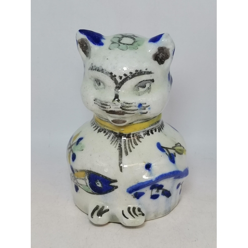 229 - An Antique Persian Faience pottery Cat Figurine H14cm