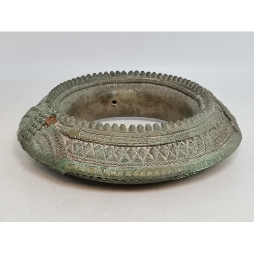 232 - A Seated African Carved Figure plus 18/19c African Slave Bangle/Anklet