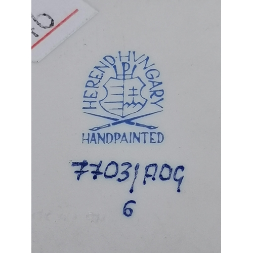 235 - A Pair of Herend Candlesticks in Chinese Bouquet Apponyi Green Pattern H16cm plus Heart shaped trink... 