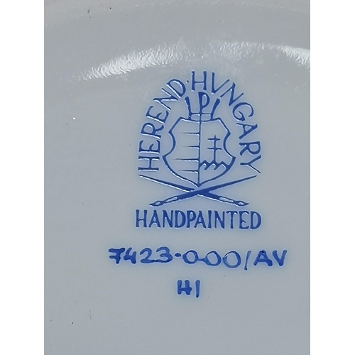 236 - A Herend Pelican In Rust Fishnet pattern plus Herend trinket dish