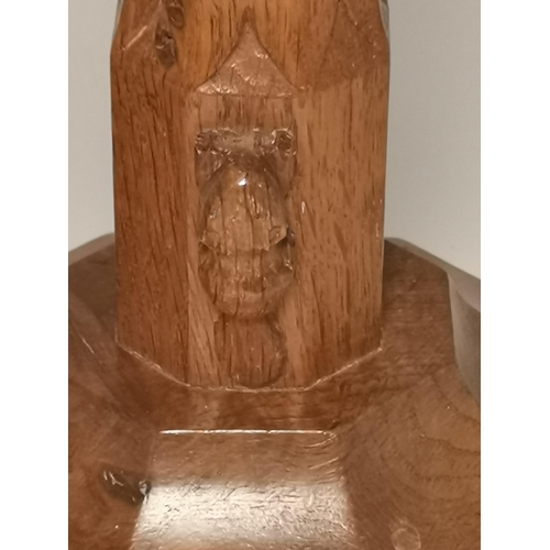 250 - An early pair of Beaverman oak table lamps ( mouseman interest )