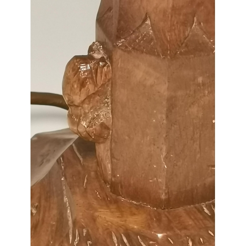 250 - An early pair of Beaverman oak table lamps ( mouseman interest )