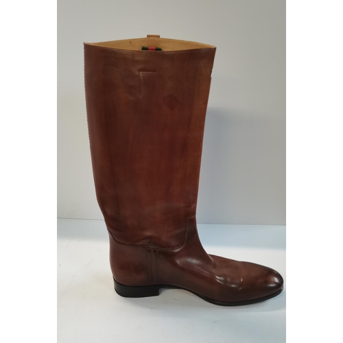 36 - Pair of Gucci Mid tan leather knee high boots size 43