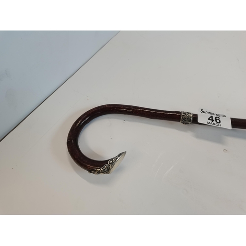 46 - Vintage Silver topped Walking cane