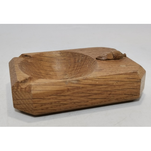 257 - An Alan Grainger Acornman Oak Ashtray with typical carved signature Acorn 10.5cm x 7.5cm