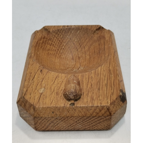 257 - An Alan Grainger Acornman Oak Ashtray with typical carved signature Acorn 10.5cm x 7.5cm