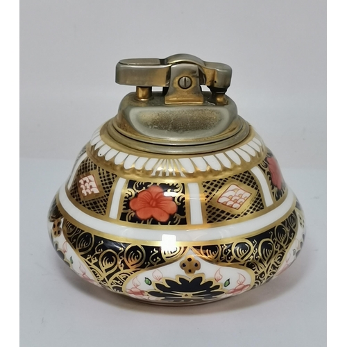 259 - Four Pieces of Crown Derby - Lidded trinket box, Lighter, Old Imari Demitasse Cup and Old Imari Love... 