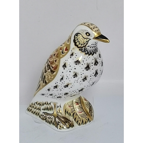 269 - x4 Crown Derby paperweights - Song thrush with goldstopper, Hummingbird with gold stopper, Goldfinch... 