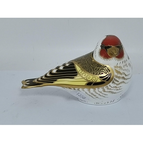 269 - x4 Crown Derby paperweights - Song thrush with goldstopper, Hummingbird with gold stopper, Goldfinch... 