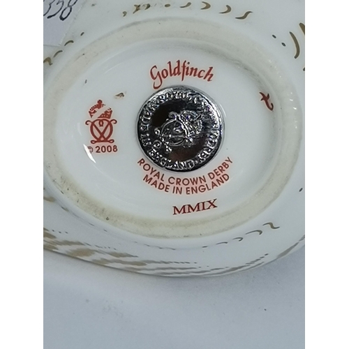 269 - x4 Crown Derby paperweights - Song thrush with goldstopper, Hummingbird with gold stopper, Goldfinch... 