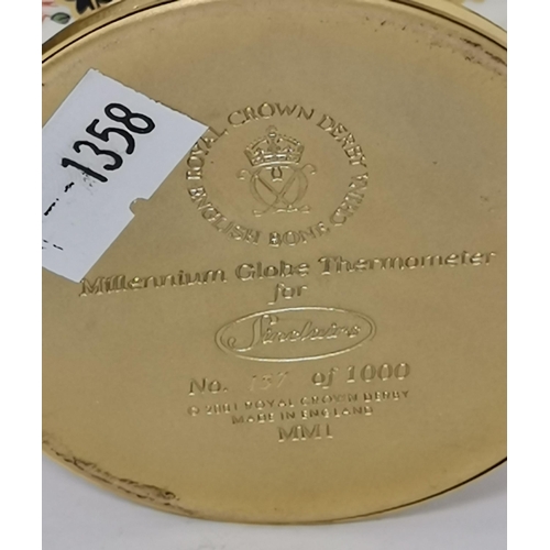274 - Royal Crown Derby Limited Edition Millennium Globe barometers 13cm Height