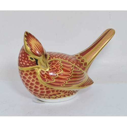 275 - Crown Derby American Cardinal  and Quail paperweights both with gold stoppers