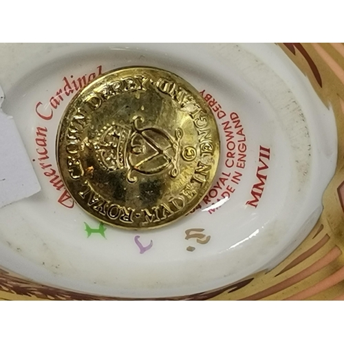 275 - Crown Derby American Cardinal  and Quail paperweights both with gold stoppers