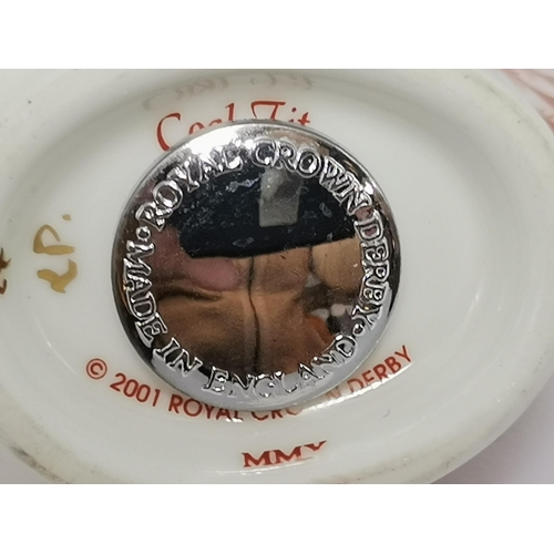 287 - Crown Derby Yellow Wagtail and Crown Derby Coaltit paperweights both with silver stoppers