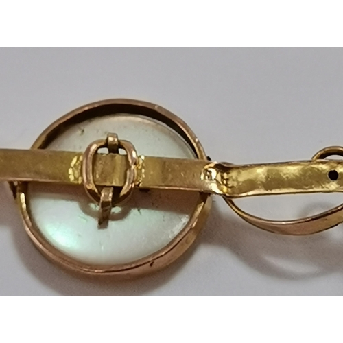 589 - Four assorted 9 carat gold bar brooches, comprising a fox mask and riding crop; a mother-of-pearl di... 