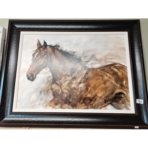 An Original Oil on board of a horse by Gary Benfield with COA signed bottom left 94cm x 72cm
