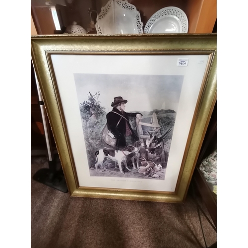 780a - A Framed Coloured Etching 'The English Gamekeeper' based on original painting by Richard Ansdell 181... 