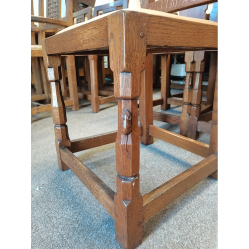 810 - A set of  5 x oak Mouseman dining chairs with newly recovered seats